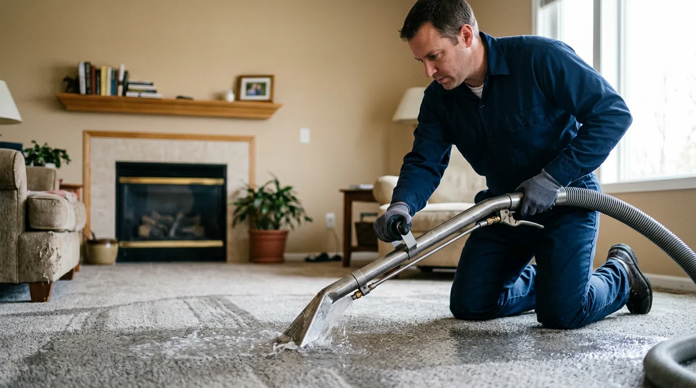 Water damage restoration technician working near Linden, WI